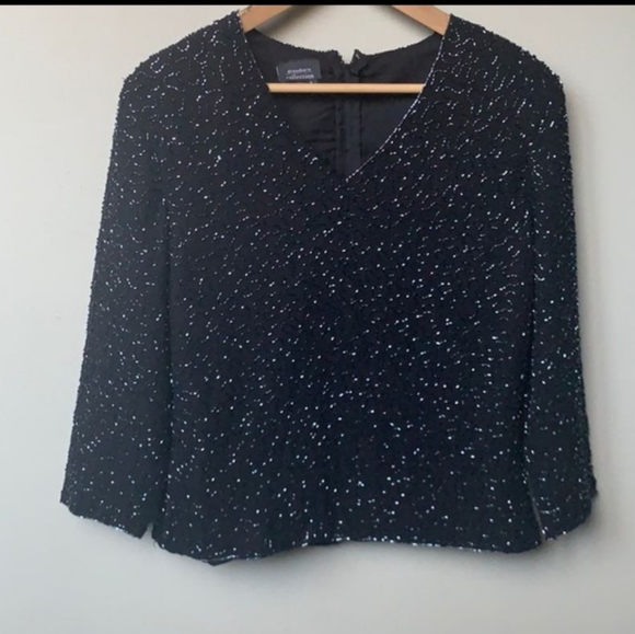 Dress Barn Tops - Dressbarn Collection Beaded Top Long sleeve Beautiful black